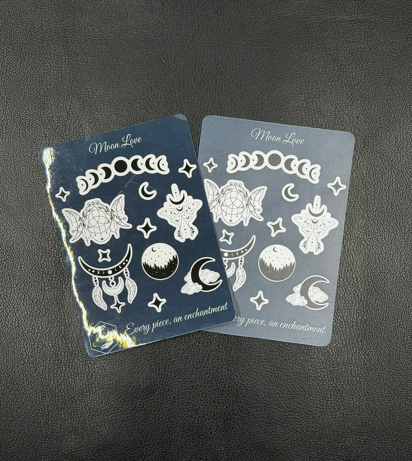 Moon-Love-Sheets Sticker Sheet Moon Love in glossy und matt, celestiale Motive mit Mondphasen, Motten und Sternen