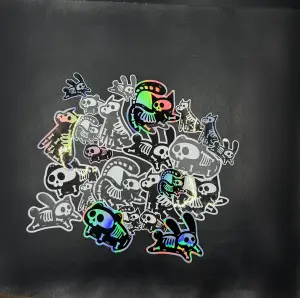 Stickersammlung von Skeletttieren in zwei Größen und drei Finishes